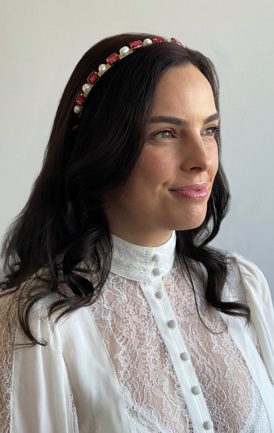 Octavia - Crystal and Freshwater Pearl Headband