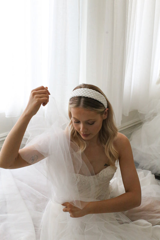 Clara - Pearl and Lace Bridal Headband
