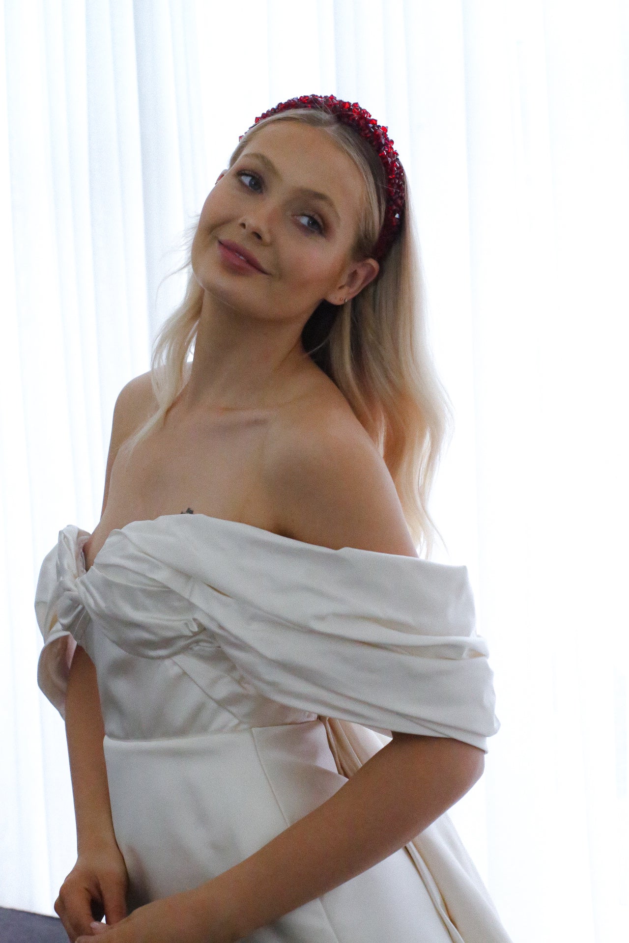 Aurelia Crystal Headband - Red