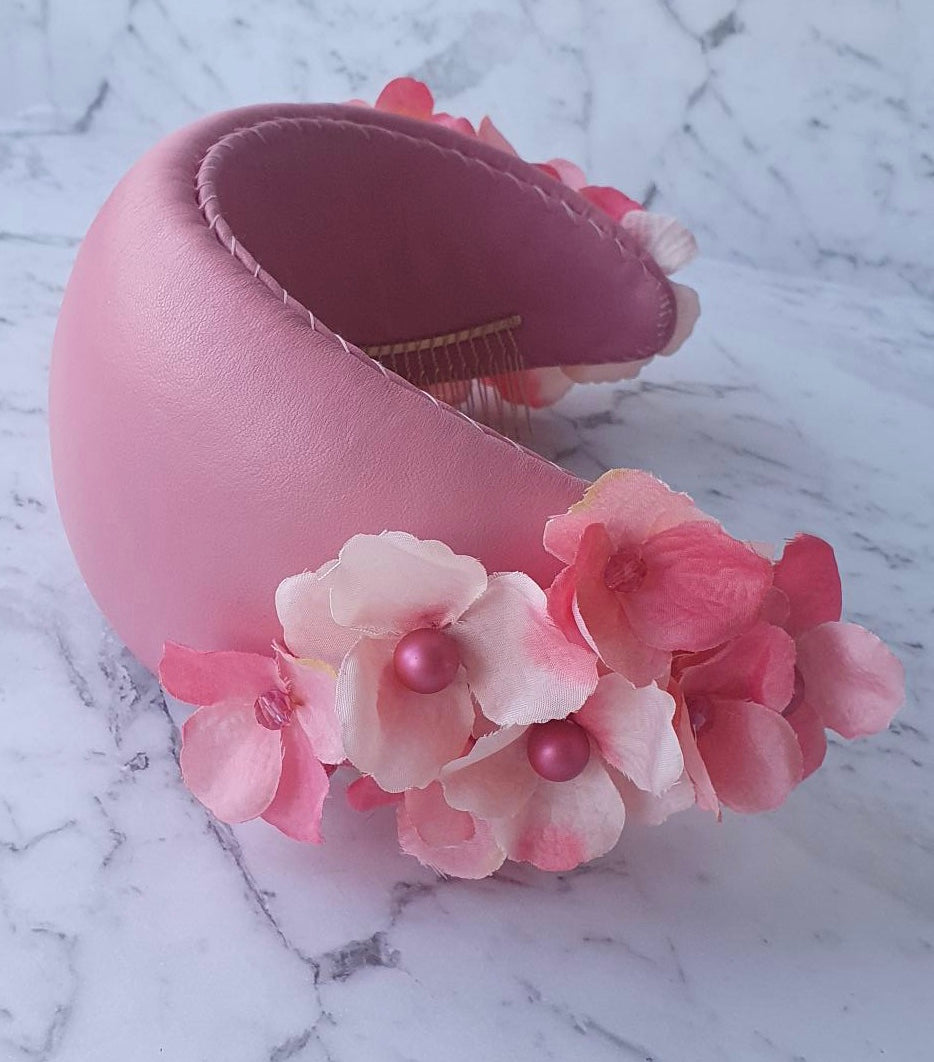 Hayley - Pink Hydrangea Headpiece