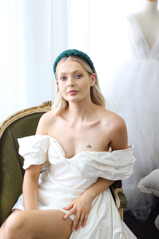 Aurelia Crystal Headband - Emerald