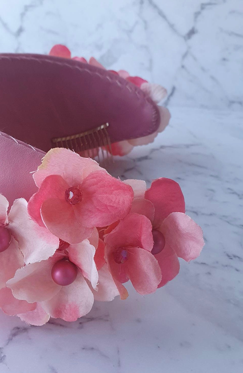 Hayley - Pink Hydrangea Headpiece