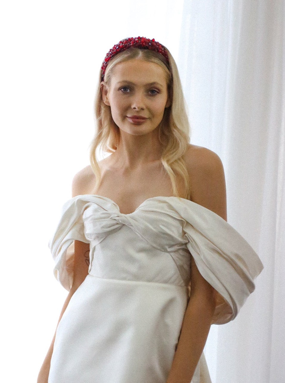 Aurelia Crystal Headband - Red