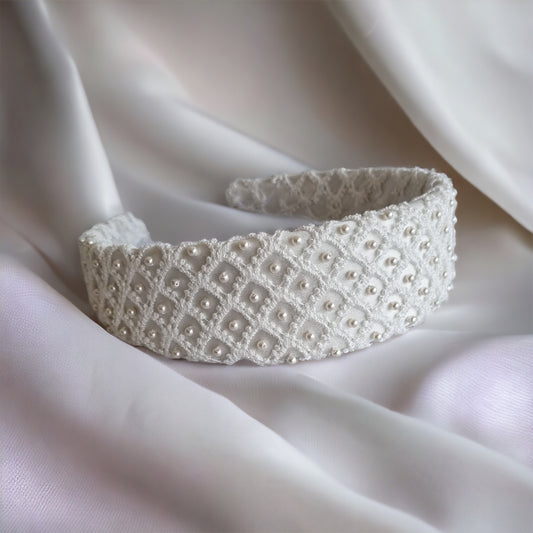 Clara - Pearl and Lace Bridal Headband