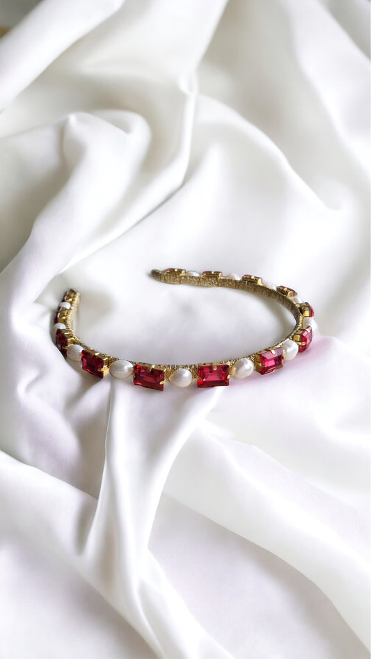 Octavia - Crystal and Freshwater Pearl Headband