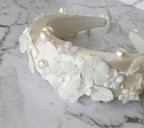 Natalie - Floral Pearl and Lace Bridal Headband