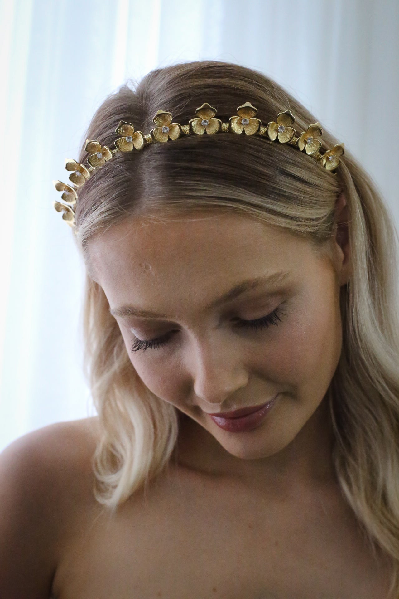 Laura - Gold Flower Bridal Headband