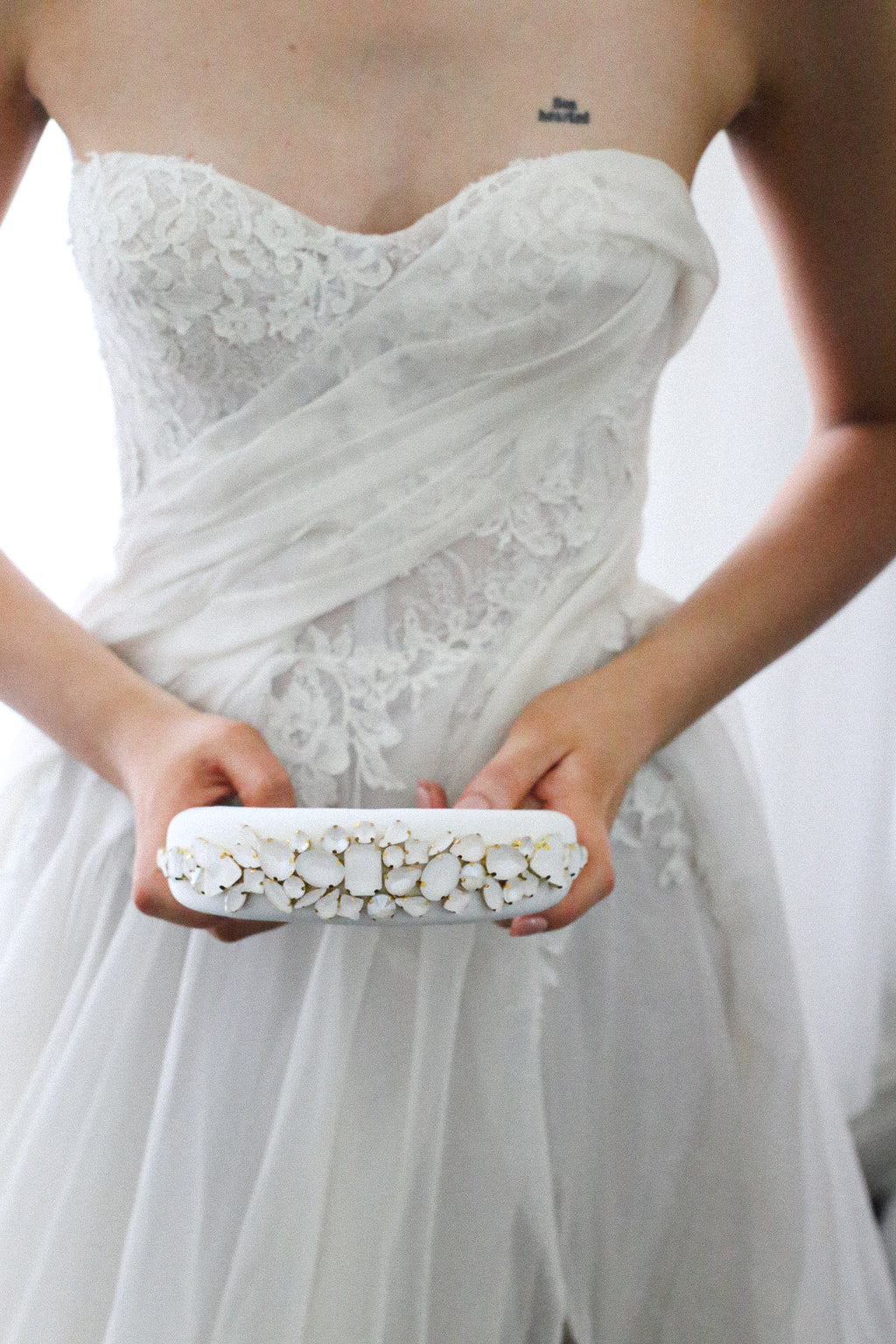 Anastasia - White and Gold Frosted Crystal Padded Headband
