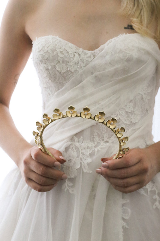 Laura - Gold Flower Bridal Headband