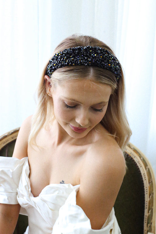 Aurelia Crystal Headband - Black